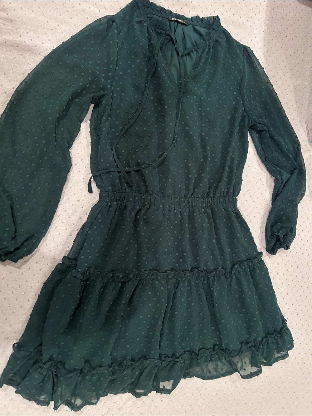 BTFBM green Swiss Dot Tiered dress